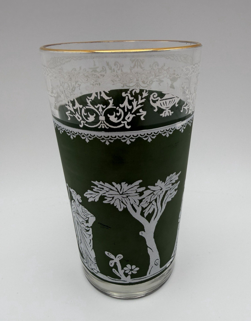 Jeanette Vintage Glass Tumbler Hellenic Green Pattern Wedgewood Jasperware 1 Cup